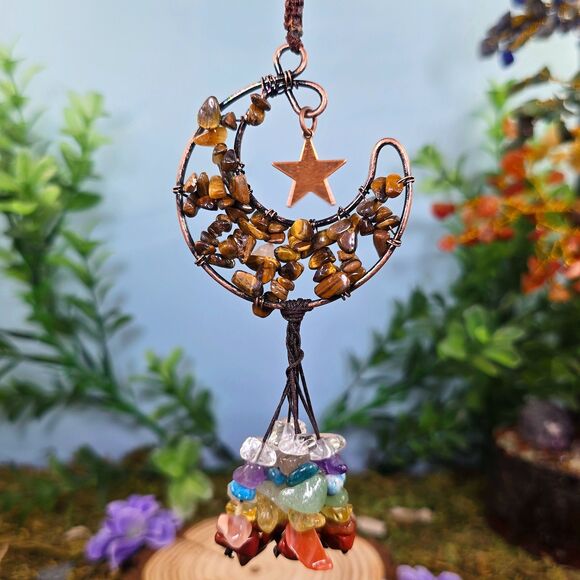 Handmade Tiger's Eye Crystal Moon Décor #5 - Picture 1 of 3